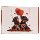 Valentinstag Rottweiler Hunde Große Geschenktüte (Rückseite)