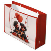 Valentinstag Rottweiler Hunde Große Geschenktüte (Vorderseite Schrägansicht)