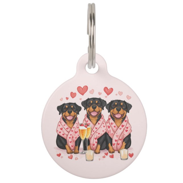 Valentinstag Rottweiler Hunde Haustiermarke (Vorderseite)