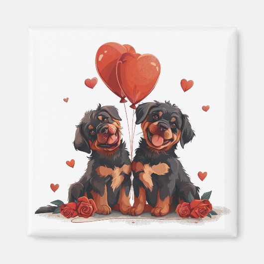 Valentinstag Rottweiler Hunde Magnet (Vorne)