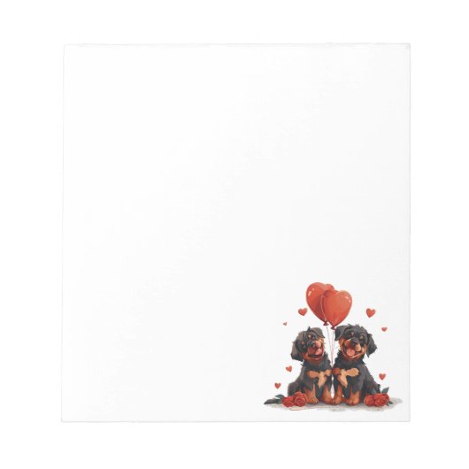 Valentinstag Rottweiler Hunde Notizblock (Vorderseite)