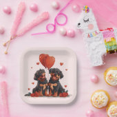 Valentinstag Rottweiler Hunde Pappteller (Party)