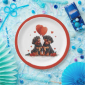 Valentinstag Rottweiler Hunde Pappteller (Party)