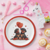 Valentinstag Rottweiler Hunde Pappteller (Party)