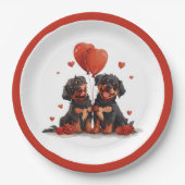 Valentinstag Rottweiler Hunde Pappteller (Vorderseite)