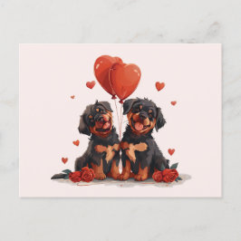 Valentinstag Rottweiler Hunde Postkarte