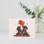 Valentinstag Rottweiler Hunde Postkarte (Stehend Vorderseite)