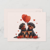 Valentinstag Rottweiler Hunde Postkarte (Vorne/Hinten)