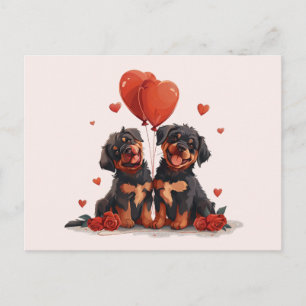 Valentinstag Rottweiler Hunde Postkarte