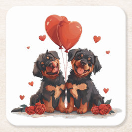 Valentinstag Rottweiler Hunde Rechteckiger Pappuntersetzer