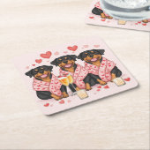 Valentinstag Rottweiler Hunde Rechteckiger Pappuntersetzer (angewinkelt)