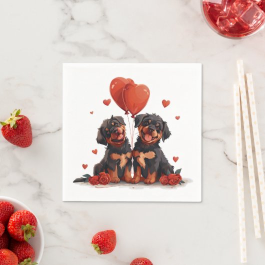 Valentinstag Rottweiler Hunde Serviette (Beispiel)