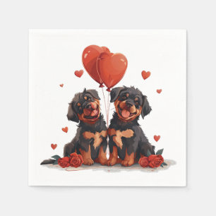 Valentinstag Rottweiler Hunde Serviette