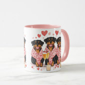 Valentinstag Rottweiler Hunde Tasse (VorderseiteRechts)