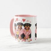Valentinstag Rottweiler Hunde Tasse (Vorderseite Links)