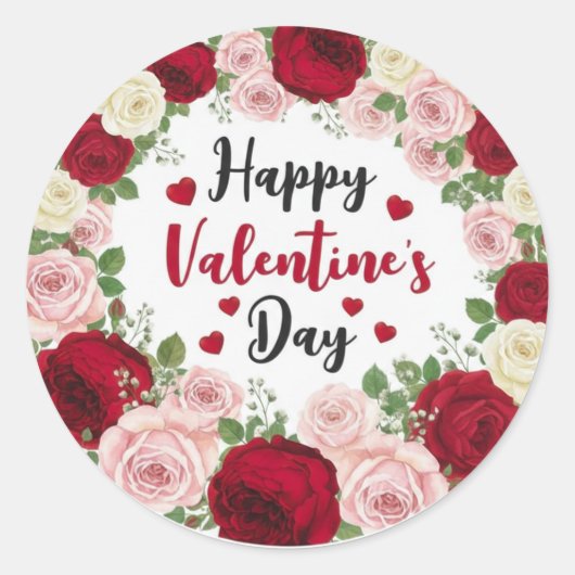 Valentinstag Runder Aufkleber (Vorderseite)