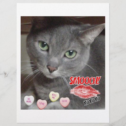 Valentinstag Russische Blaugraue Katze Flyer (Vorne)