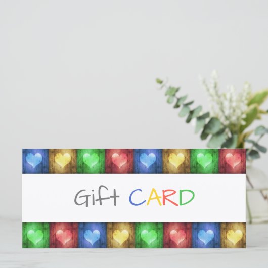 Valentinstag Rustikale bunt-herzhafte Herzkarte (Stehend Vorderseite)