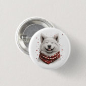 Valentinstag Samojede Hund Button (Vorne & Hinten)