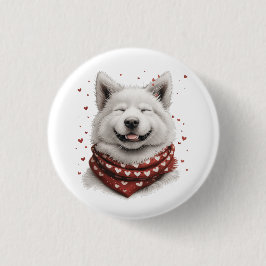 Valentinstag Samojede Hund Button