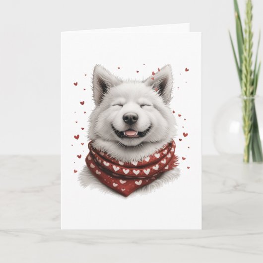 Valentinstag Samojede Hund Feiertagskarte (Vorderseite)