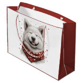 Valentinstag Samojede-Hund Große Geschenktüte (Rückseite Schrägansicht)