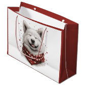 Valentinstag Samojede-Hund Große Geschenktüte (Vorderseite Schrägansicht)