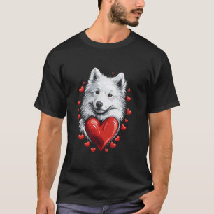 Valentinstag-Samojede-Hund mit Herzen T-Shirt