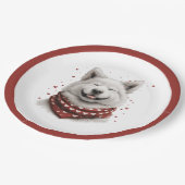 Valentinstag Samojede Hund Pappteller (Schrägansicht)