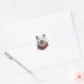 Valentinstag Samojede Hund Quadratischer Aufkleber (Umschlag)