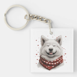 Valentinstag Samojede Hund Schlüsselanhänger