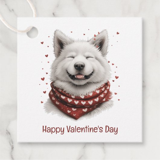 Valentinstag Samoyed Hund Geschenkanhänger (Vorderseite)