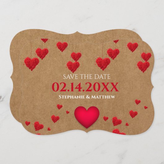 Valentinstag Save the Date Einladung (Vorne/Hinten)