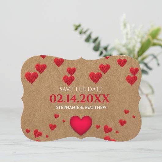 Valentinstag Save the Date Einladung (Stehend Vorderseite)