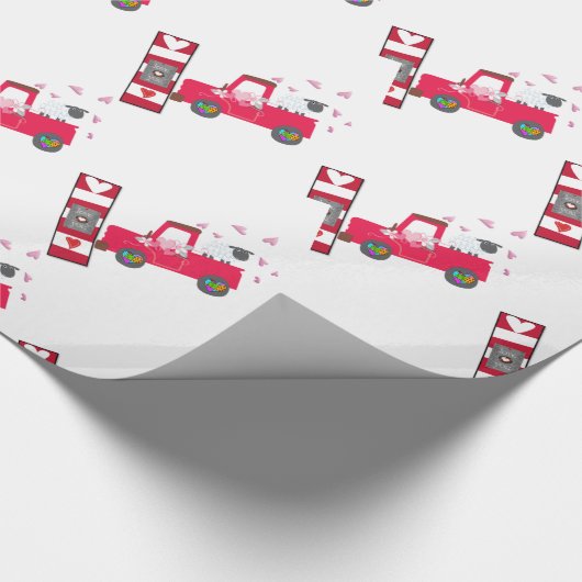 Valentinstag Schaf Geschenkpapier (Ecke)