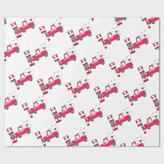 Valentinstag Schaf Geschenkpapier (Flach)