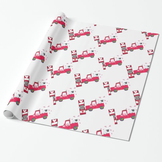 Valentinstag Schaf Geschenkpapier (Ungerollt)