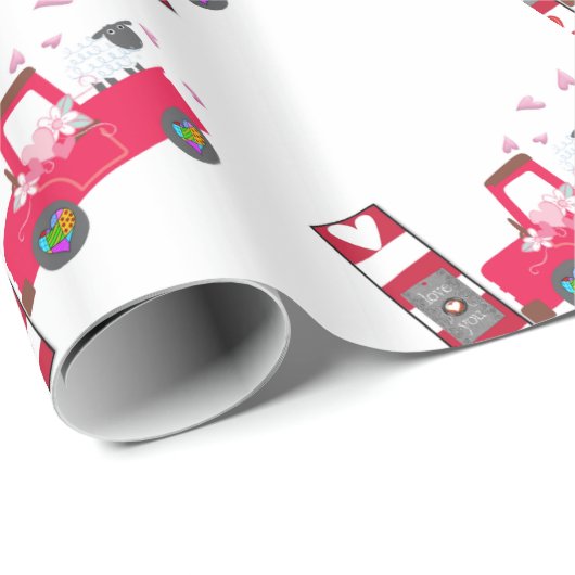 Valentinstag Schaf Geschenkpapier (Rolleneckpunkt)