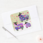 Valentinstag-Schafskleber Quadratischer Aufkleber (Umschlag)