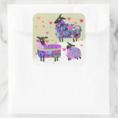 Valentinstag-Schafskleber Quadratischer Aufkleber (Tasche)