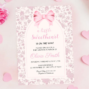 Valentinstag-Schatz-Rosa-Schleife-Baby-Party Einladung