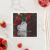 Valentinstag Schmelzendes Eis Wärme Mit Roten Rose Serviette (Beispiel)