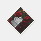 Valentinstag Schmelzendes Eis Wärme Mit Roten Rose Serviette (Ecke)