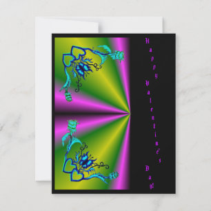 Valentinstag - Schmetterling Blume Herz am Regenbo Feiertagskarte