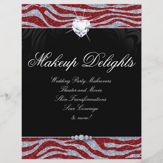 Valentinstag Schmuck Flyer Haar Salon Zebra Glitte (Vorne)
