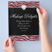 Valentinstag Schmuck Flyer Haar Salon Zebra Glitte (Hand)