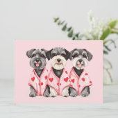Valentinstag Schnauzer Hunde Feiertagskarte (Stehend Vorderseite)