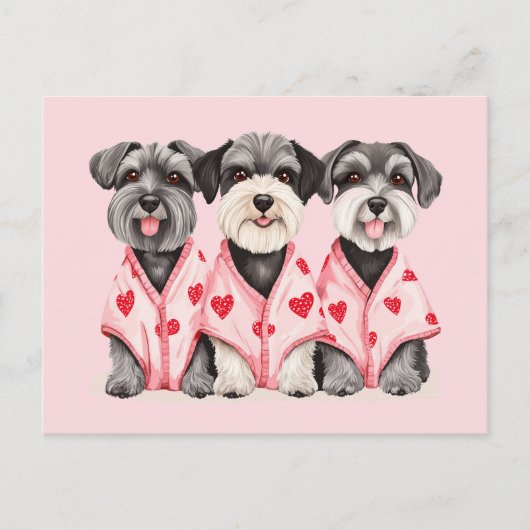 Valentinstag Schnauzer Hunde Feiertagspostkarte (Vorderseite)