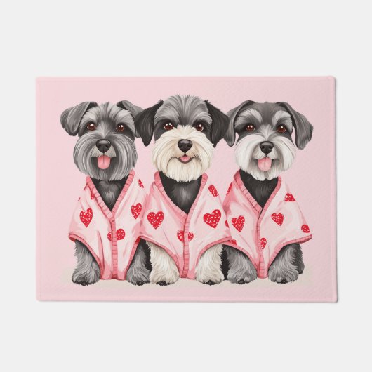 Valentinstag Schnauzer Hunde Fußmatte (Vorderseite)