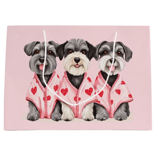 Valentinstag Schnauzer Hunde Große Geschenktüte (Vorderseite)
